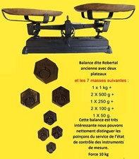 Balance vintage Robertal capacité 10kg - Avec 7 poids et plateaux -