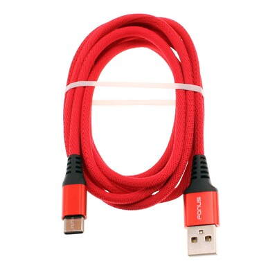 Type-C Red 10ft USB-C Cable Charger Cord Power Wire Long Braided for Tablets
