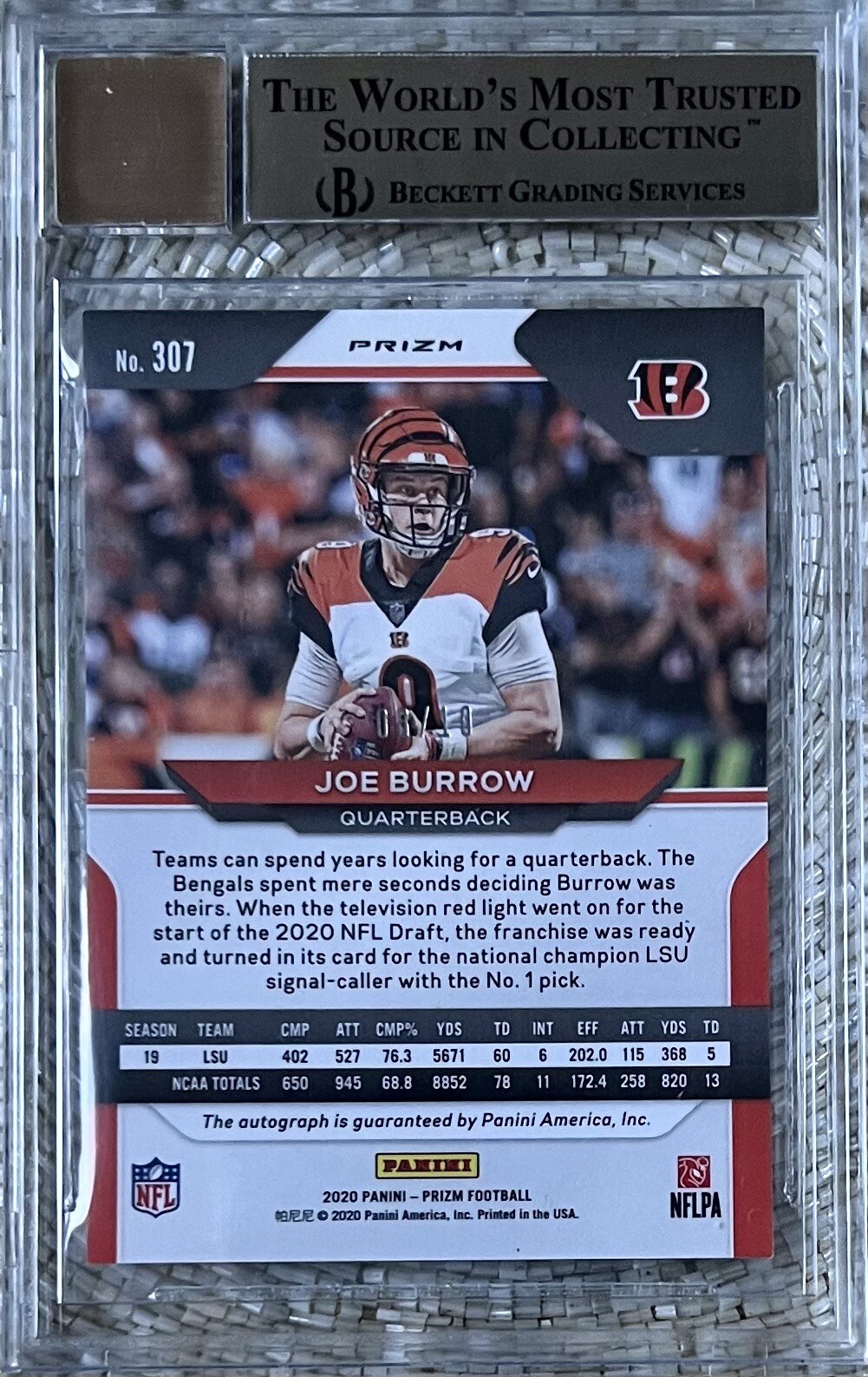 2020 PANINI PRIZM GOLD AUTO 8/10 JOE BURROW RC BGS 9.5/10 view 2