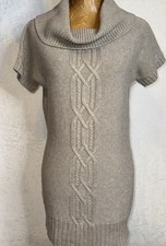 Athleta SMALL Knit Sweater Dress Cowel Neck Short Sleeves Wool Cashmere Cotton