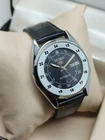 Seiko Refurbished Vintage Black Dial Black Stra Men's Wrist Watch Free Shipping