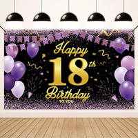 18. Geburtstag Deko, 18. Happy Birthday Banner FüR Jungen MäDchen, Schwarz Lila