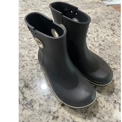 Crocs Jaunt Shorty Rain Boots Black Waterproof Ankle Booties Women 7 15769