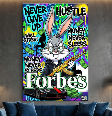 Bugs Bunny, AK-47-Waffe Wandbild Forbes Business. Acrylglas, Leinwand, Poster