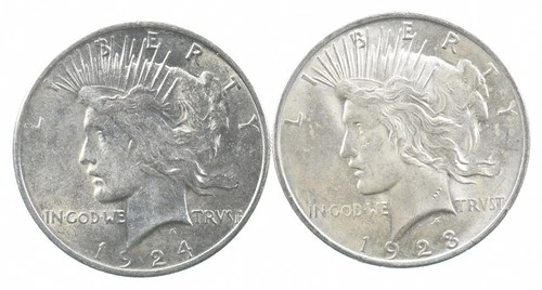 1924 & 1923 & Peace Silver Dollar $1 Bullion Collection Lot *902