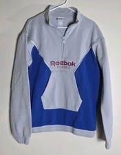 Reebok Classic Retro Vintage Style Pullover Sweatshirt Blue/Gray Half Zip Size M