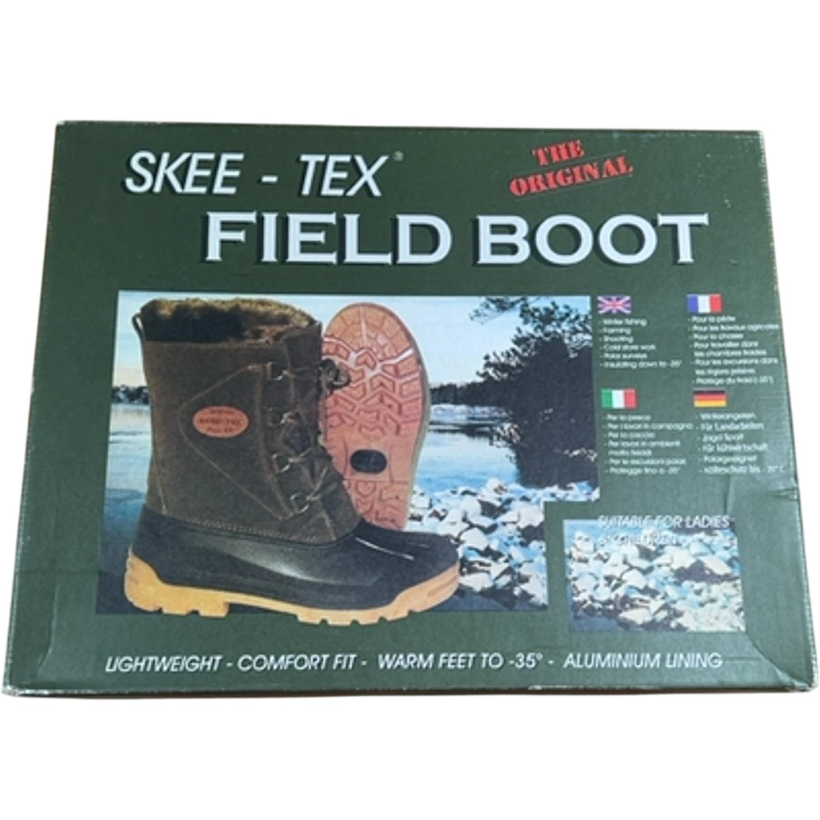 Skee-Tex Field Boot Unisex Adults Size 6 7 Green Insulated Winter Cold Weather