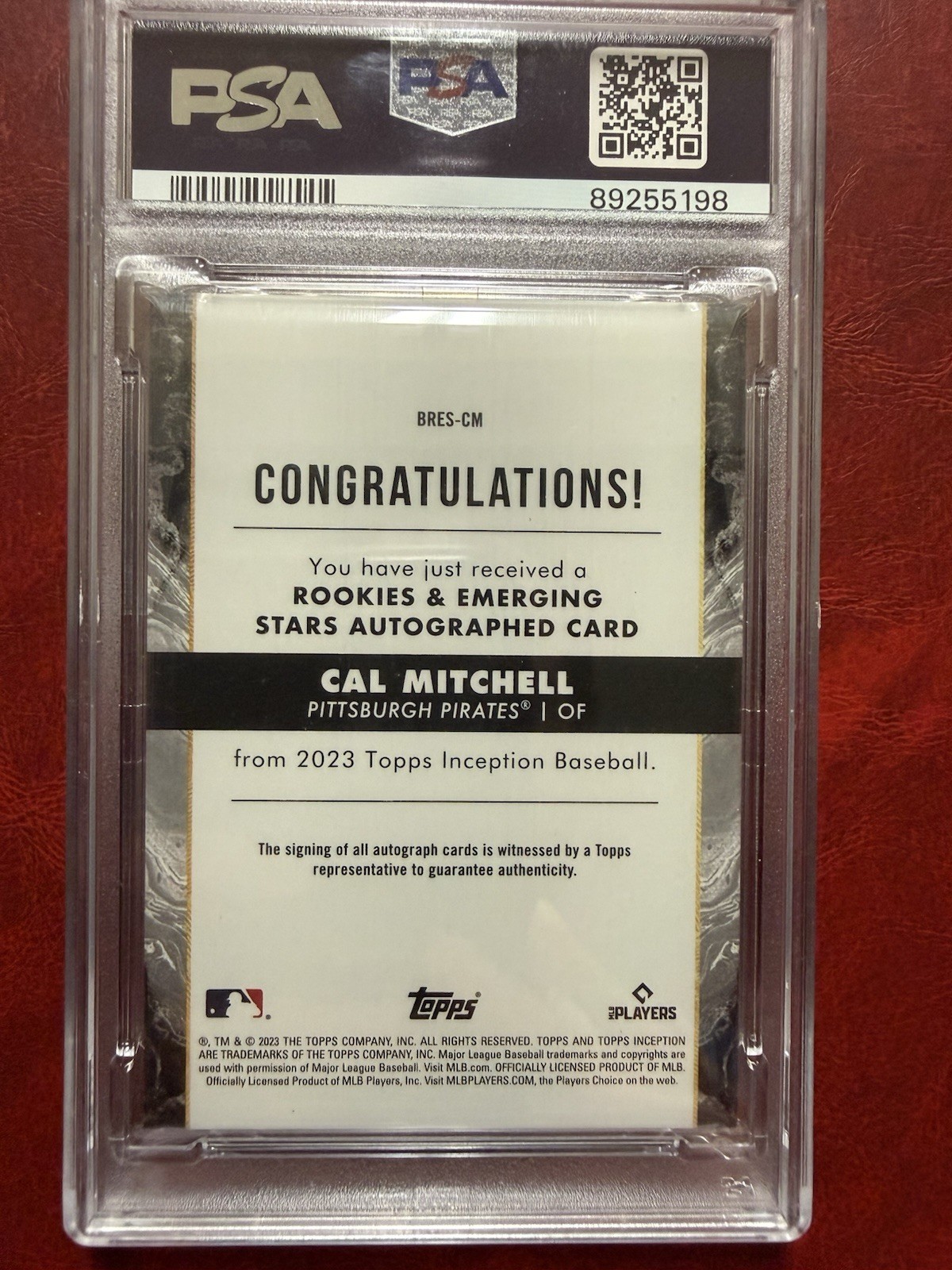 2023 Topps Inception - Cal Michell Rookie and Emerging Stars Auto /25 PSA 10 view 2