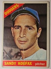 Topps 1966 Sandy Koufax #100 Los Angeles Dodgers MLB Card Vintage P
