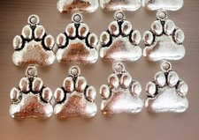 Silver Plated Dog Paw Metal Charms Or Pendants Qty:12