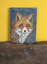 Original Fox Oil Painting Wildlife Art Signed Textured Canvas 9 x 12