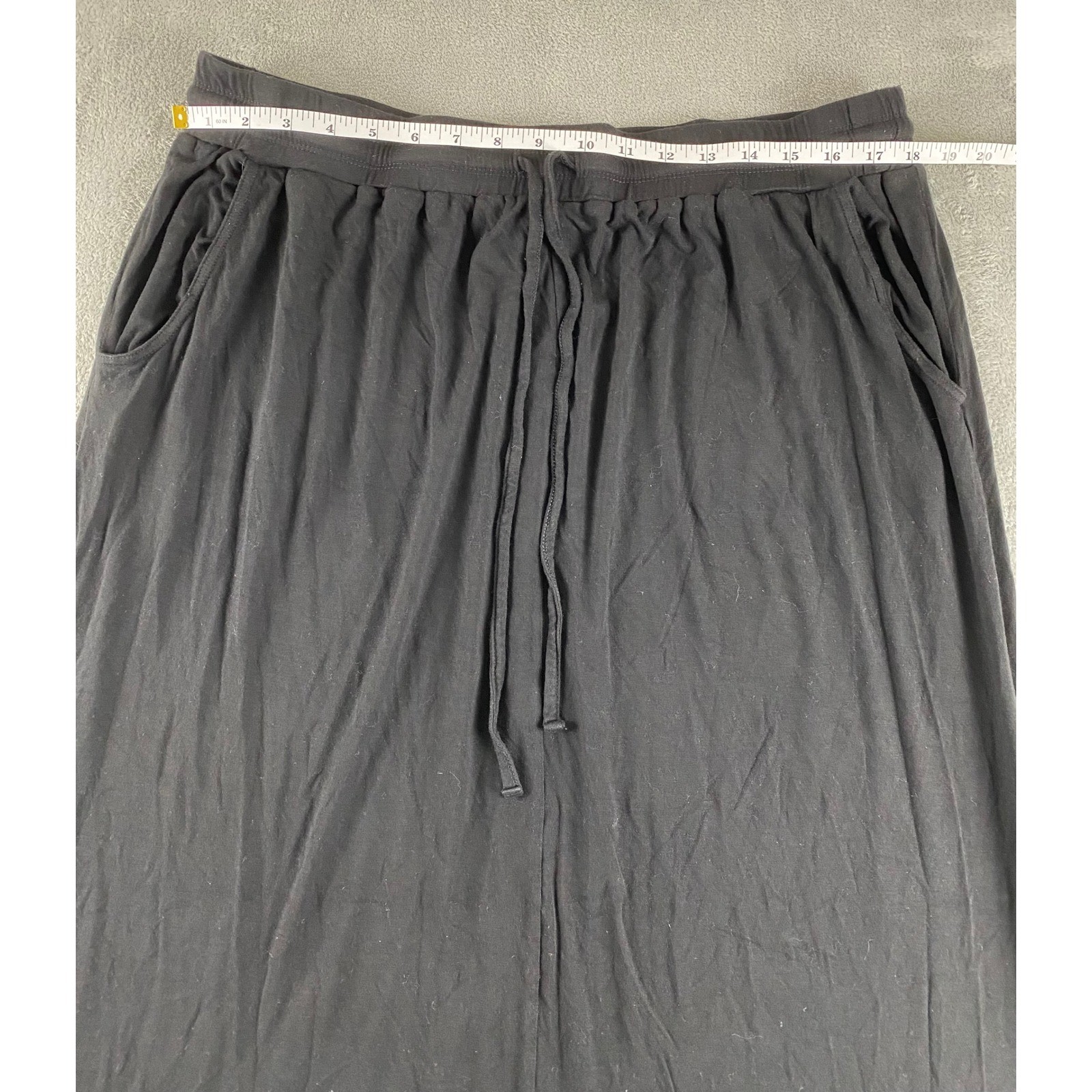 Basic Editions Black Maxi Skirt Drawstring Waist … - image 6