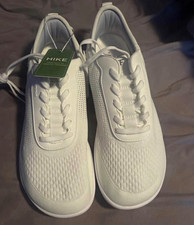 HIKE Men  s White Solid Low Top Lace-Up Athletic Sneaker Shoes 10-10.5