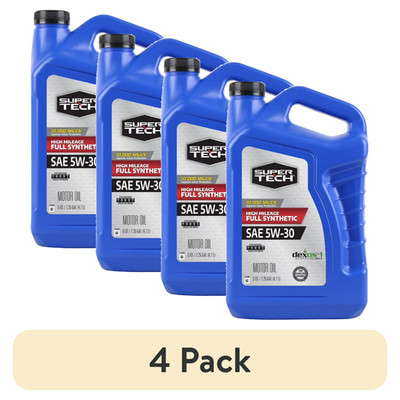 (4 pack) Super Tech High Mileage Full Synthetic SAE 5W-30 Motor Oil, 5 Quarts