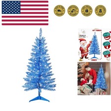 4ft Artificial Full Blue Christmas Tree with Separate Lights, Not Pre-lit Min...