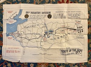 Orig. WW2 Route Of The 89th Division Map - Theater Printed Original - Rare
