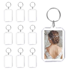 10 Pcs Photo Frame Keyring, 2.3 x 1.6 Inch Octagon Photo Keychains