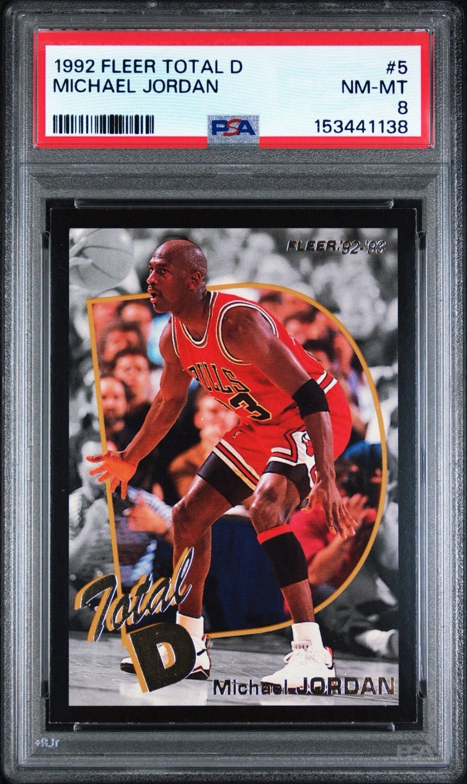 1992 Fleer Total D MICHAEL JORDAN #5 PSA 8