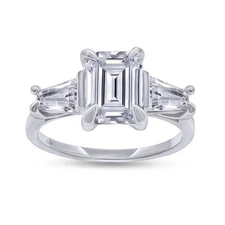 1.55 Ct Diamond Three Stone Engagement Ring 10K White Gold Lab Grown
