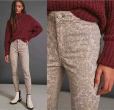 Anthropologie PILCRO High Rise Denim Leggings Beige Printed, 25