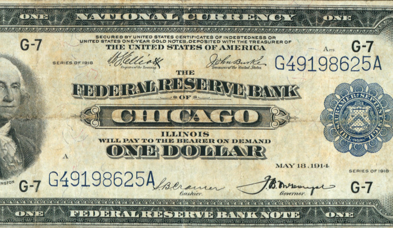 $1 1918 The Federal Reserve Bank of Chicago** PAPER CURRENCY