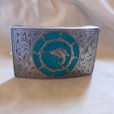 VTG Plata Jalisco Sterling Silver Sword Fish Nautical Fishing Belt Buckle 14