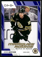 2023-24 O-Pee-Chee #585 John Beecher Boston Bruins Blue Border Hockey Card