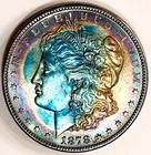1878-S Ch BU + Semi PL Morgan Dollar  Monster Rainbow Target Toned