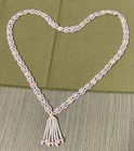 Vintage Art Deco Crochet Seed Bead Color Flapper Lg Pastel Necklace Pastel Rose — photo 1