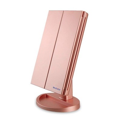 WEILY beleuchteter Kosmetikspiegel 1x/2x/3x 27,5L x 34,5B cm, rosegold 