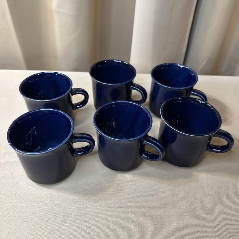 MCM CASUAL CERAM STONEWARE JAPAN ELECTRA LAPIS BLUE COFFEE MUGS SET OF SIX