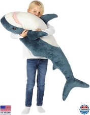 Giant 40-Inch Plush Shark Stuffed Animal - Soft Cuddly Toy Cozy Room Decor