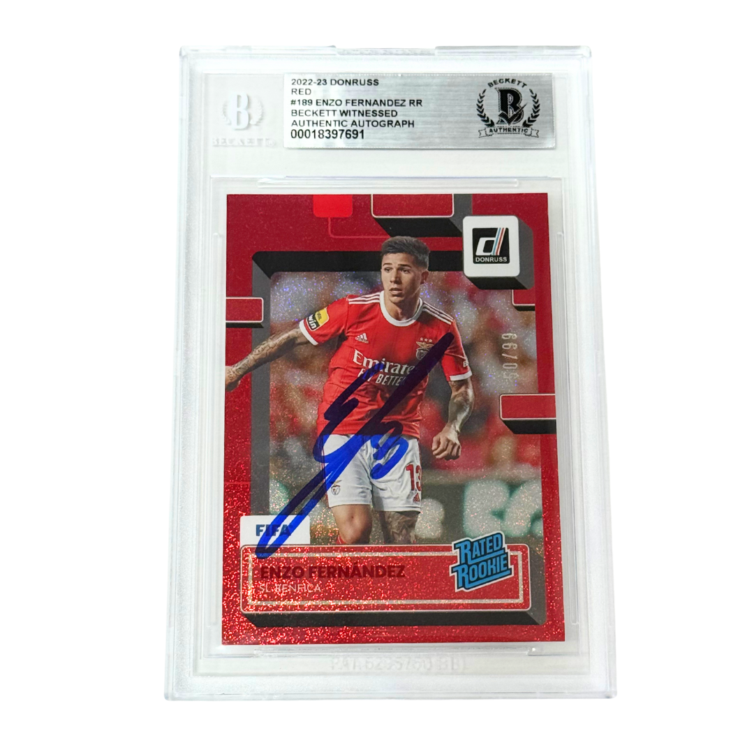 Enzo Fernandez Signed 2022-23 Panini Donruss Red /99 Rookie