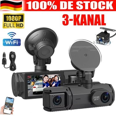 1080P 3-Kanal Dashcam Auto Vorne Hinten und Innen Autokamera Nachtsicht G-Sensor