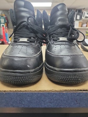 Nike Air Force 1 Men s Triple Black Leather High Top Sneakers 2017 Size 8.5