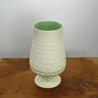 Redwing Pottery Vase M1442 Textured Feathers Cream Exterior & Green Glazed