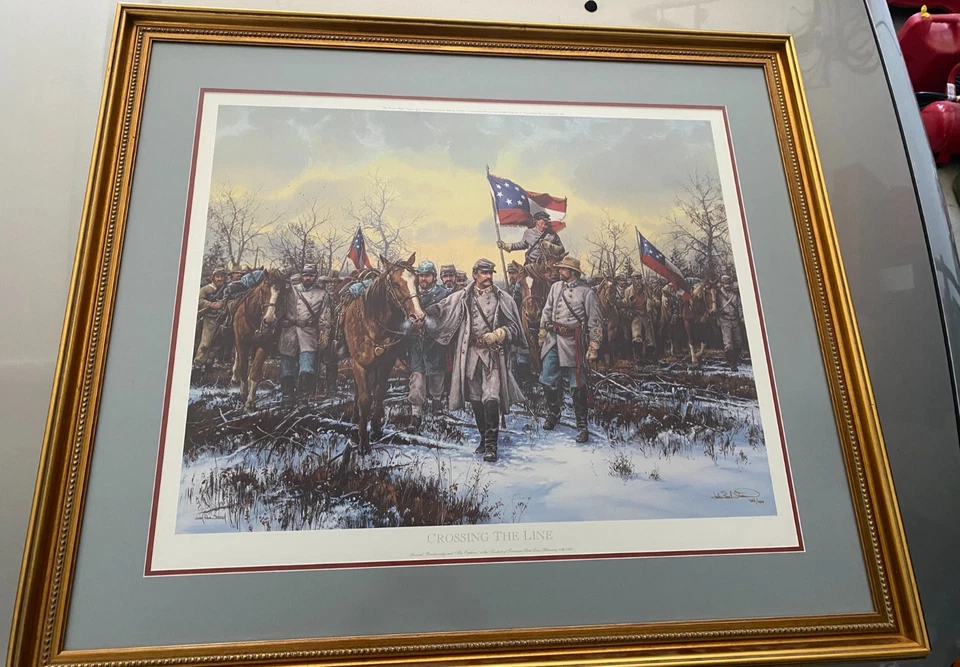 John Paul Strain Crossing The Line Guerra Civil ENMARCADO arte impresión numerada 34x38 Foto 2 de 4