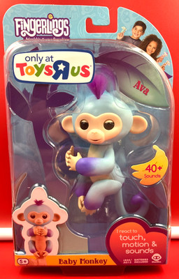 WowWee Fingerlings AVA Toys 'R Us Exclusive Blue Baby Monkey