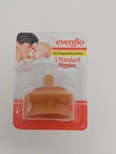 Vtg Evenflo Latex 2 Standard Baby Infant Bottle Nipples USA 1994 SEALED Read