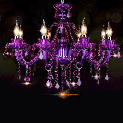 Elegant Purple Crystal Chandelier Pendant Light for Dining & Living Room