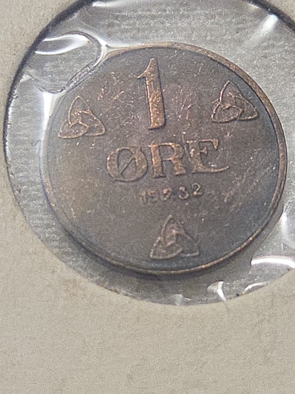 1932 Norway 1 Ore Bronze Coin KM# 367 - King Haakon VII - Vintage VFItem...