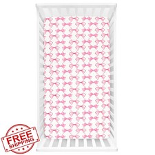 HNHUAMING Crib Sheets Pink Bow - Soft Breathable Standard Size