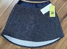 All In Motion Girls M 8 Pleated Skort Navy Blue Polka Dot Stash Pockets NWT