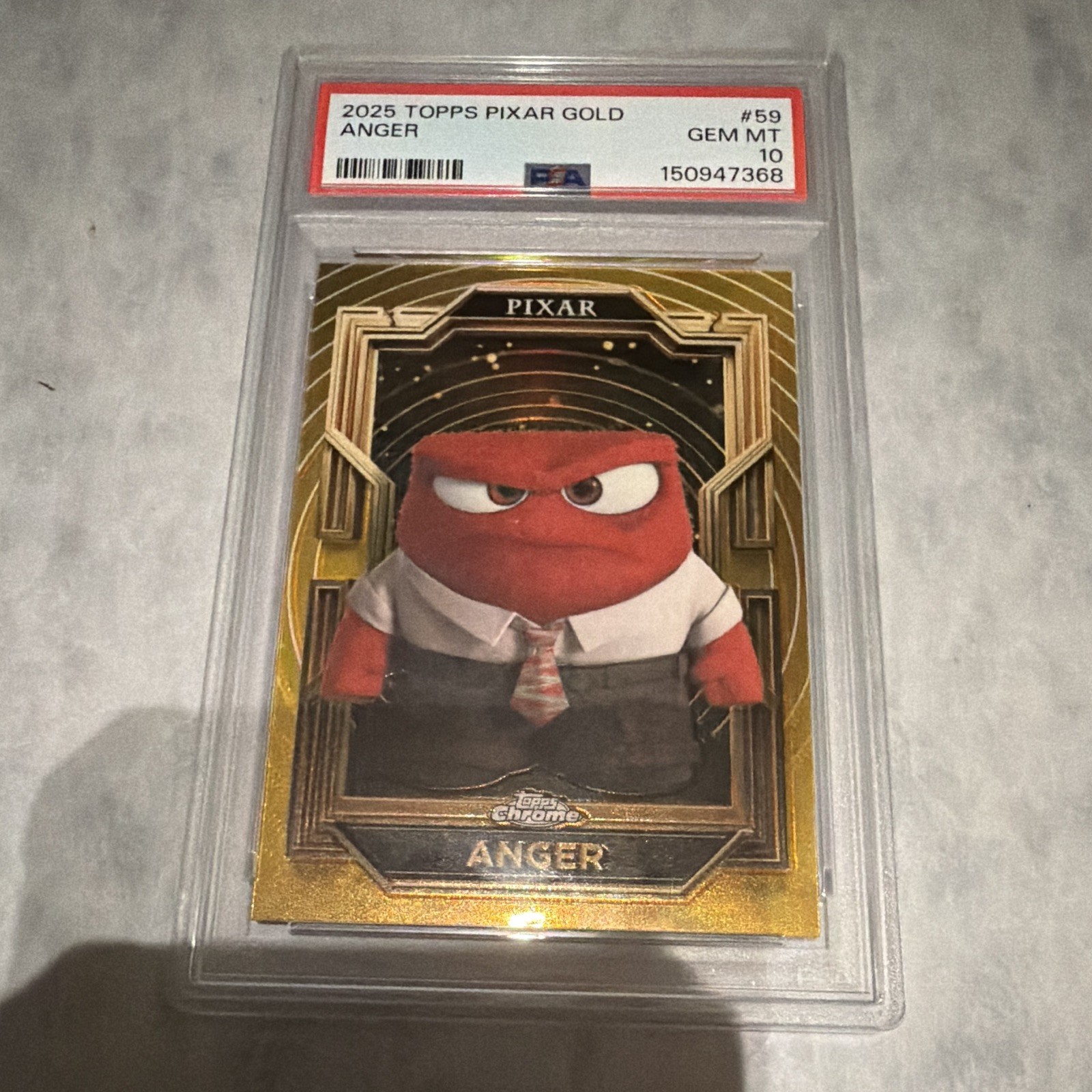 Topps 2025 Pixar Gold Anger #59 Inside Out PSA 10 Graded Non-Sport Card