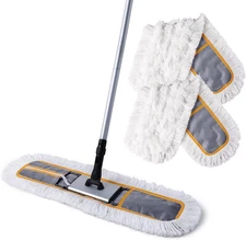24" Commercial Dust Mop for Floor Cleaning, Heavy Duty Sweeper Broom with 2 Micr