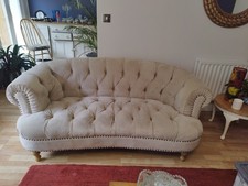 Chesterfield style 2/3 seater Sofa  Grey Velvet Upholstery 