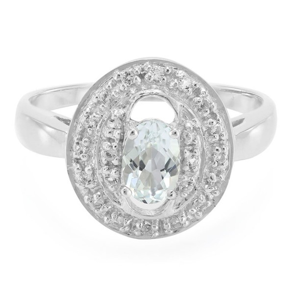 Cavill Silberring 925 Sterling Mit 0,31Ct Beryll Oval Und 22 Topasen-image