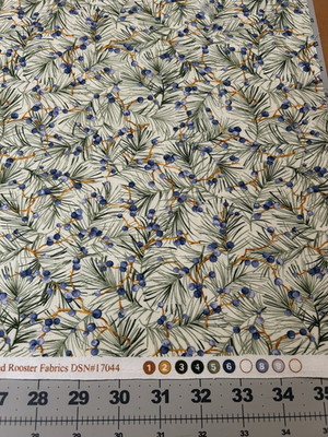 Blueberry Pine Needles on Cream Background BTY Fabric Quilting Sewing