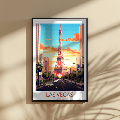 Las Vegas Nevada Druck - Stadtbild Wandbild | Reiseposter | USA Wahrzeichen