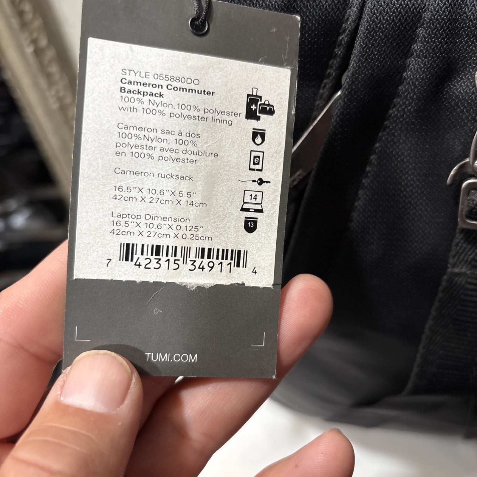 Tumi Cameron Commuter Backpack Black And Gray image 9